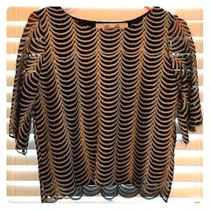 🆕 Black & Eggshell Sequin Mesh Top ✨